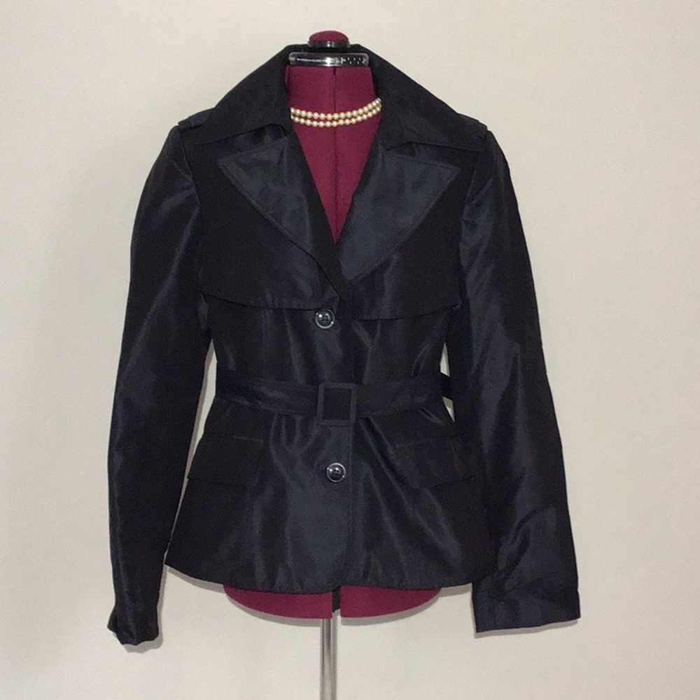 Lafayette 148 Black Silk Cropped Trench- Size 10